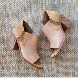 Sorel Tan Peep-Toe Mules